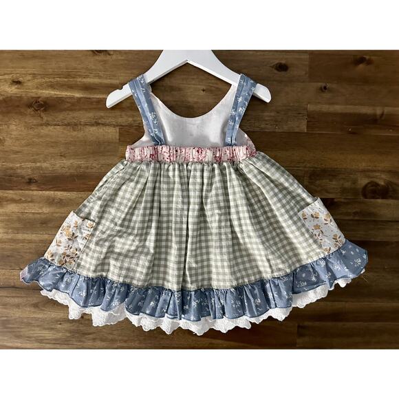 SweetHoney Sleeveless Happy Tunic Fields Of Fall Floral Gingham Ruffle Cotton 4T - Picture 7 of 8